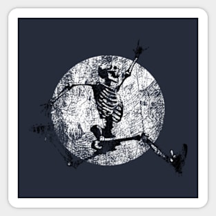 Grunge Jumping Skeleton 'Not Dead Yet' Sticker